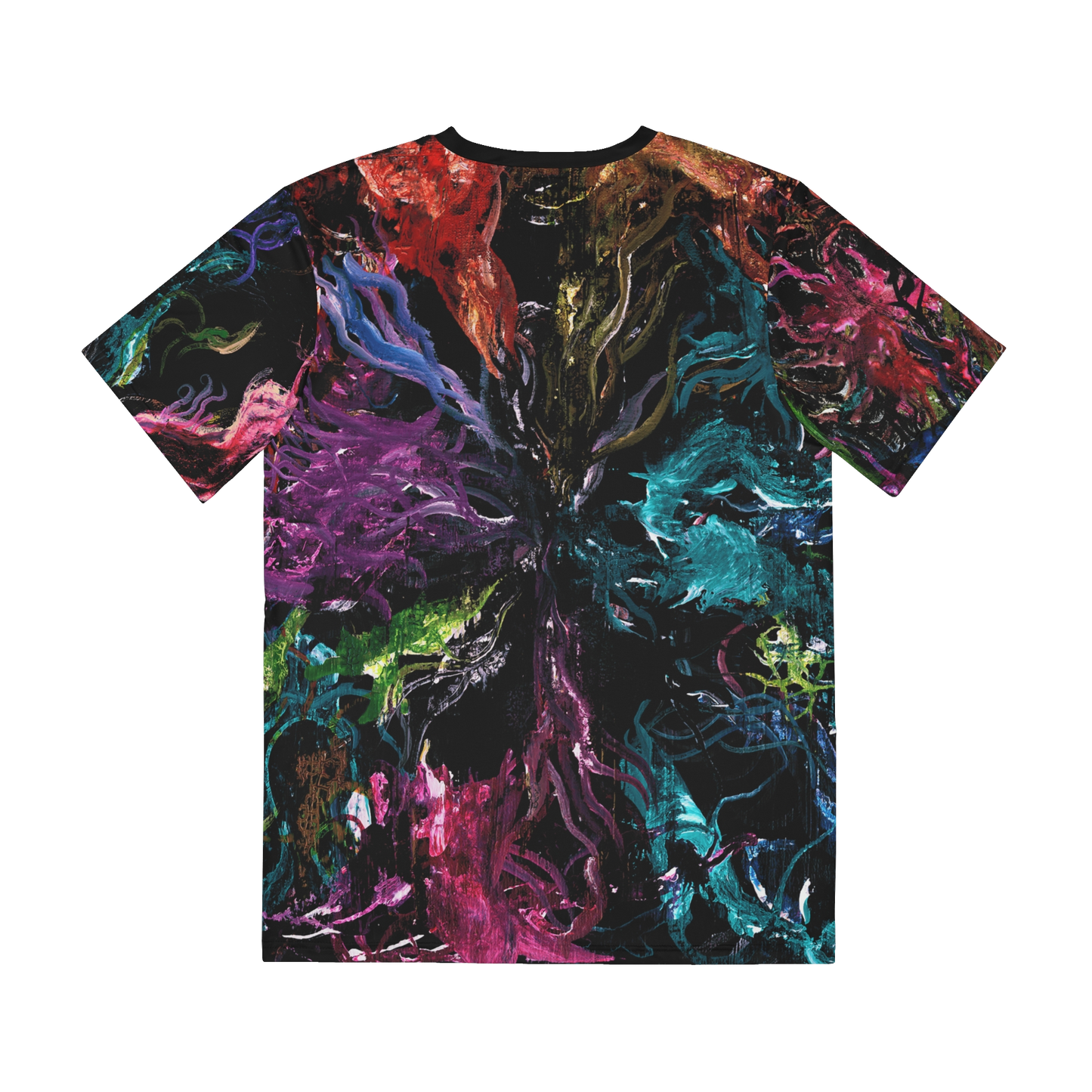 Lands of Delight Full T-shirt featuring the Lands of Delight album artwork by Alon Mor, back view.